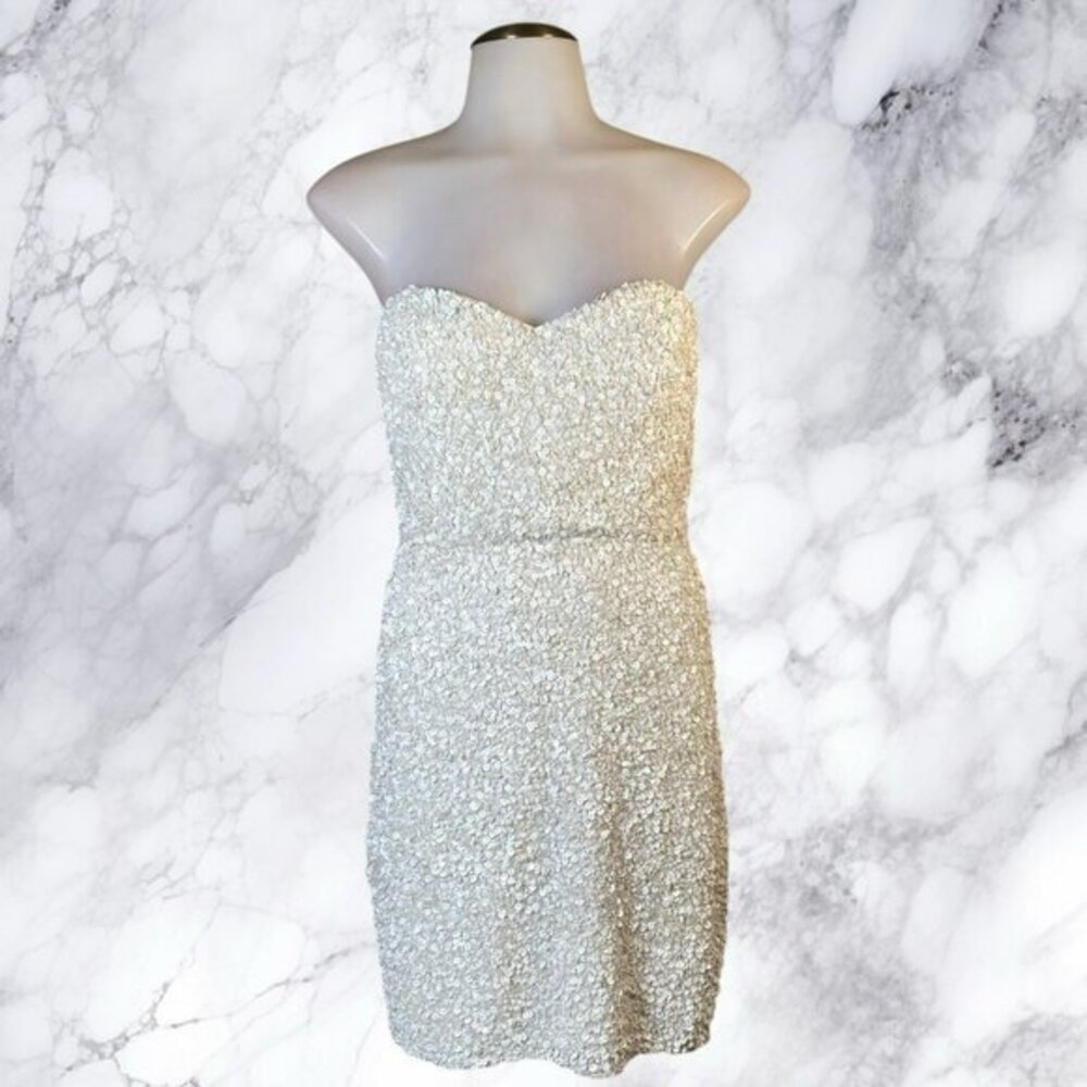 Parker Embellished Sequin Mini Dress in Ivory